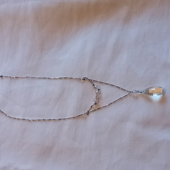 Robert Rose Teardrop Crystal Silver Necklace